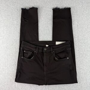 Rag & Bone Black Denim 10 Inch Capri Low Rise Jeans Raw Hem Size 27" Casual